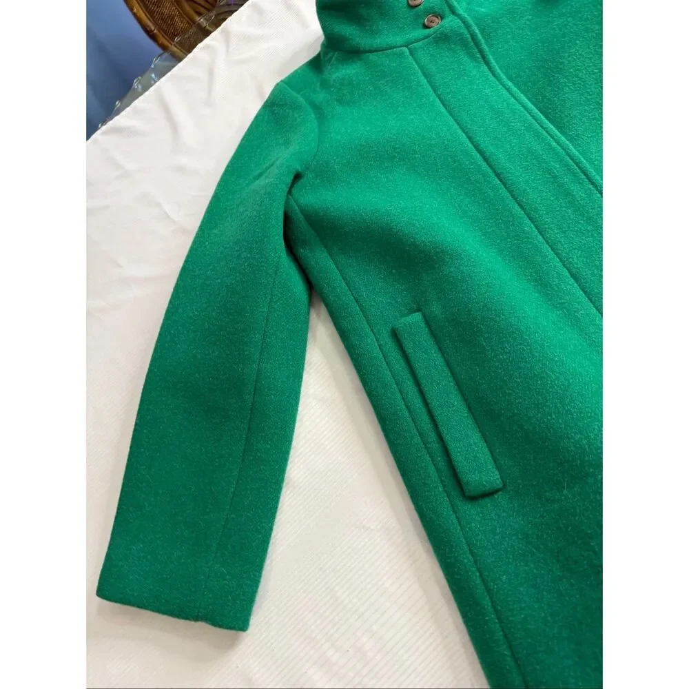 J Crew Factory City Coat with Button Neck Alpine Meadow Green Size 10 - Picture 6 of 12